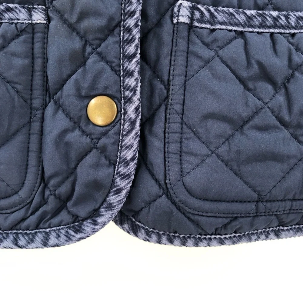 RALPH LAUREN Quilted Jacket Coat Navy Blue Chore Barn Coat Corduroy Trim Prep 6